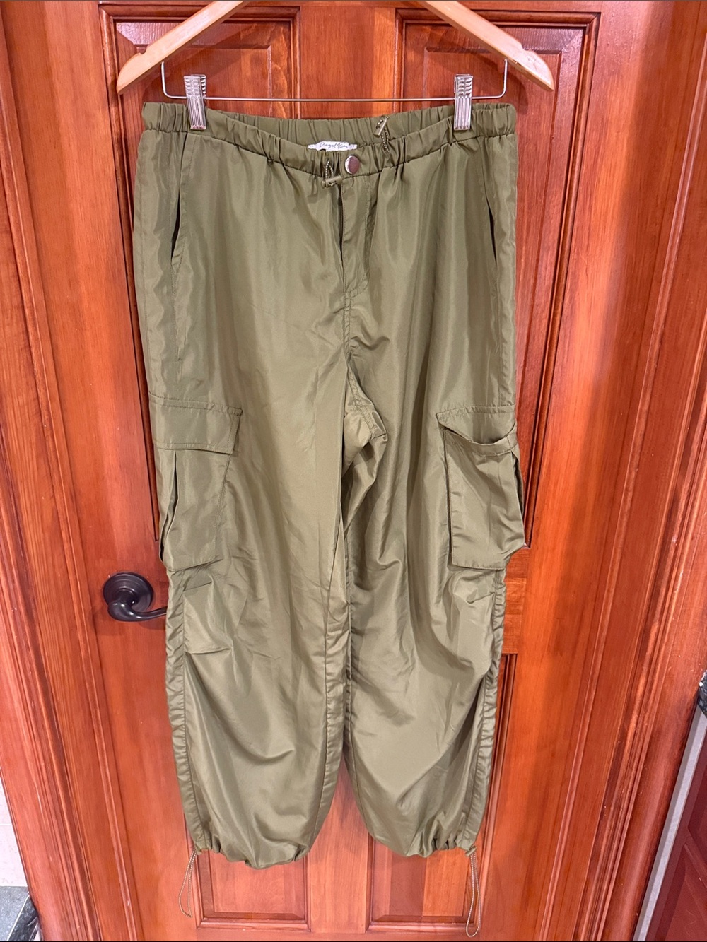 Angel Kiss Olive Green Wide Leg Cargo Jumpsuit Pants